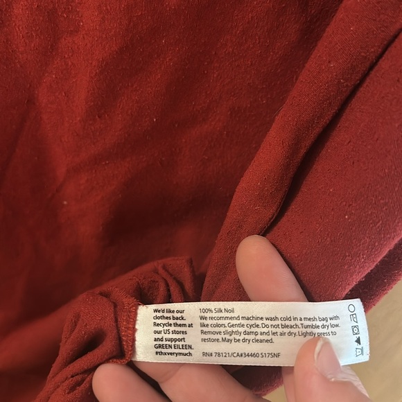 Eileen Fisher Women's Raw Silk Dress Red Size Medium - Picture 8 of 11